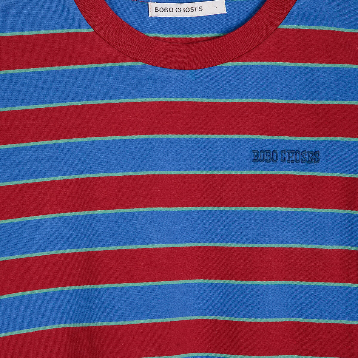 Striped Cropped T Shirt in Blue by Bobo Choses Womenswear