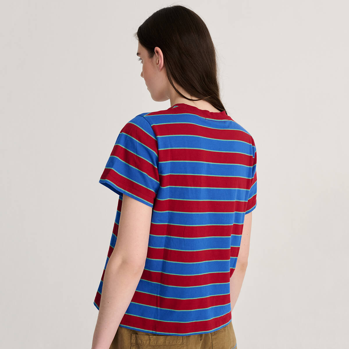 Striped Cropped T Shirt in Blue by Bobo Choses Womenswear