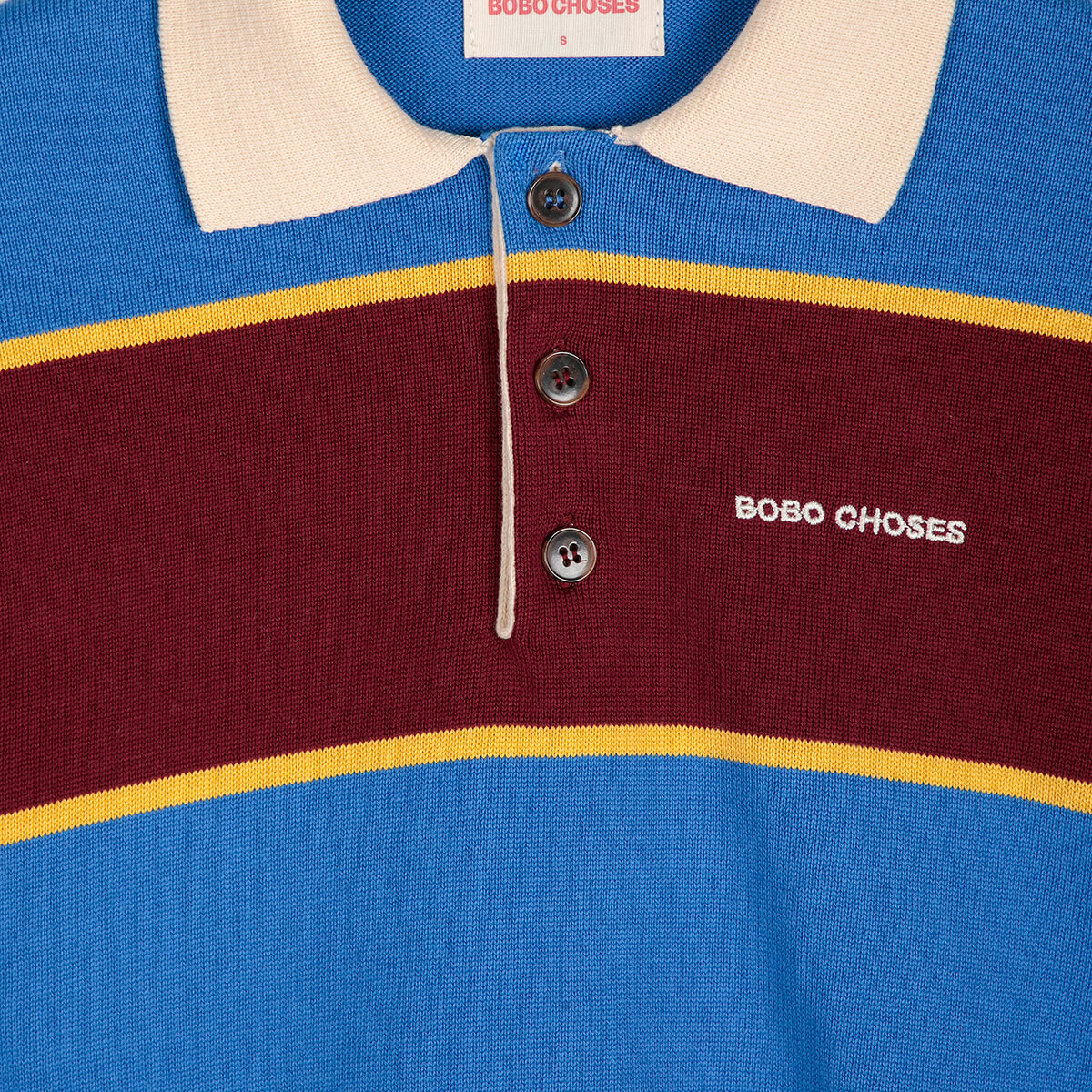 Striped Polo Jumper in Blue by Bobo Choses Womenswear