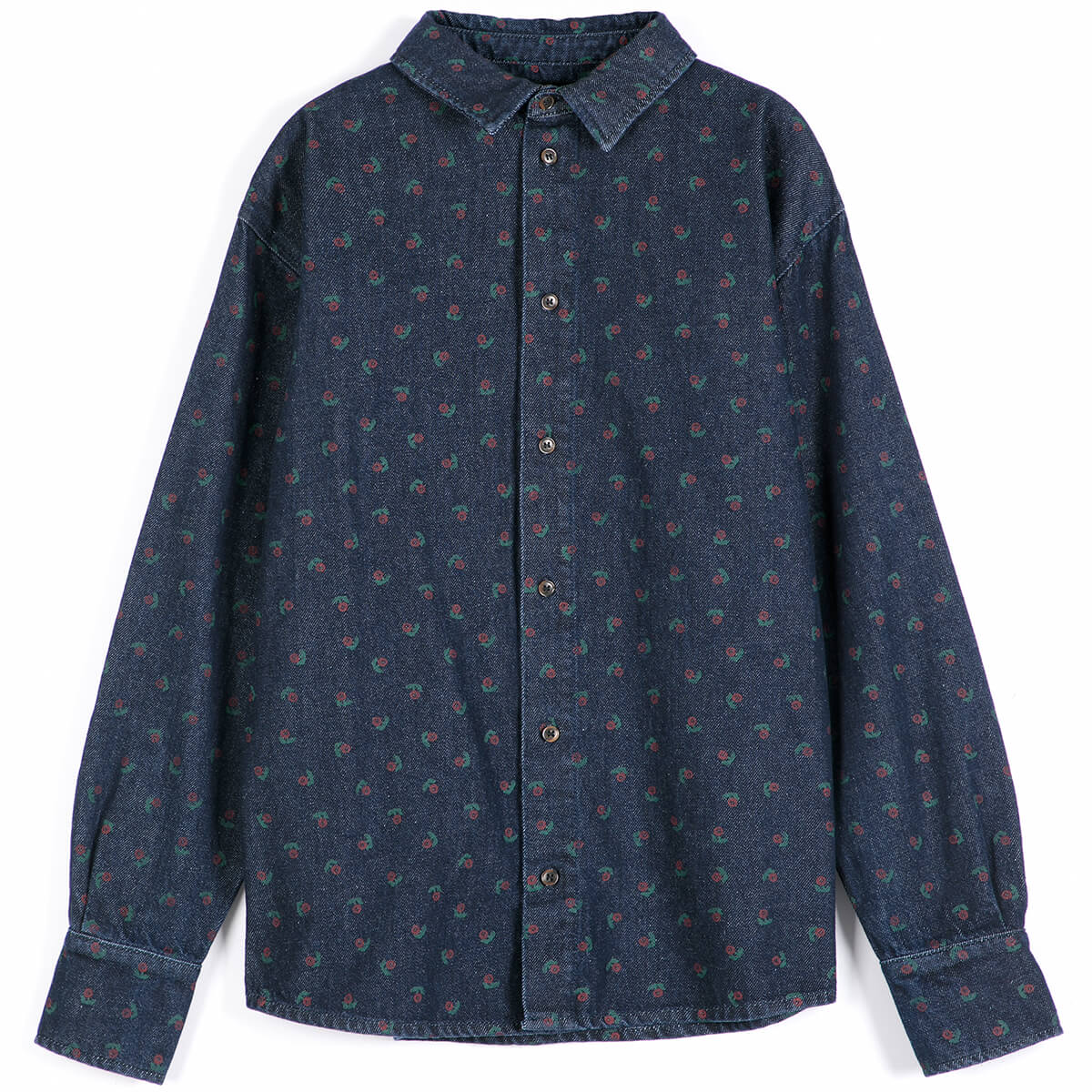 Swamp Whirl Denim Shirt in Navy Blue by Bobo Choses Womenswear