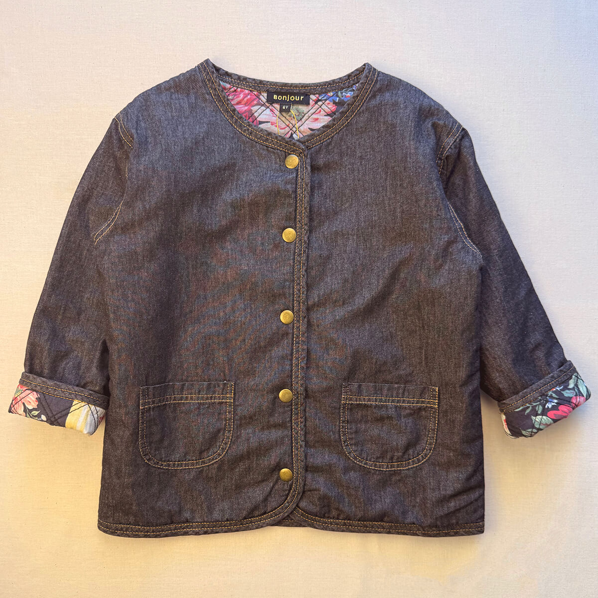 EXCLUSIVE Quilted Denim Jacket in Black by Bonjour