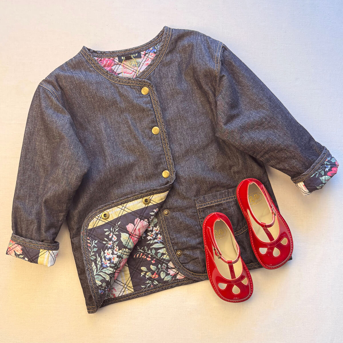 EXCLUSIVE Quilted Denim Jacket in Black by Bonjour