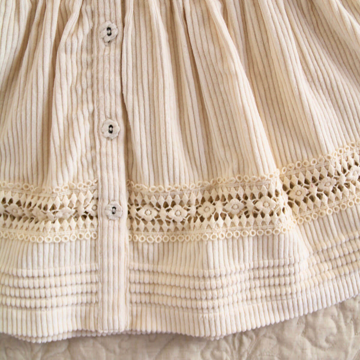 Dress in Ivory Corduroy by Bonjour