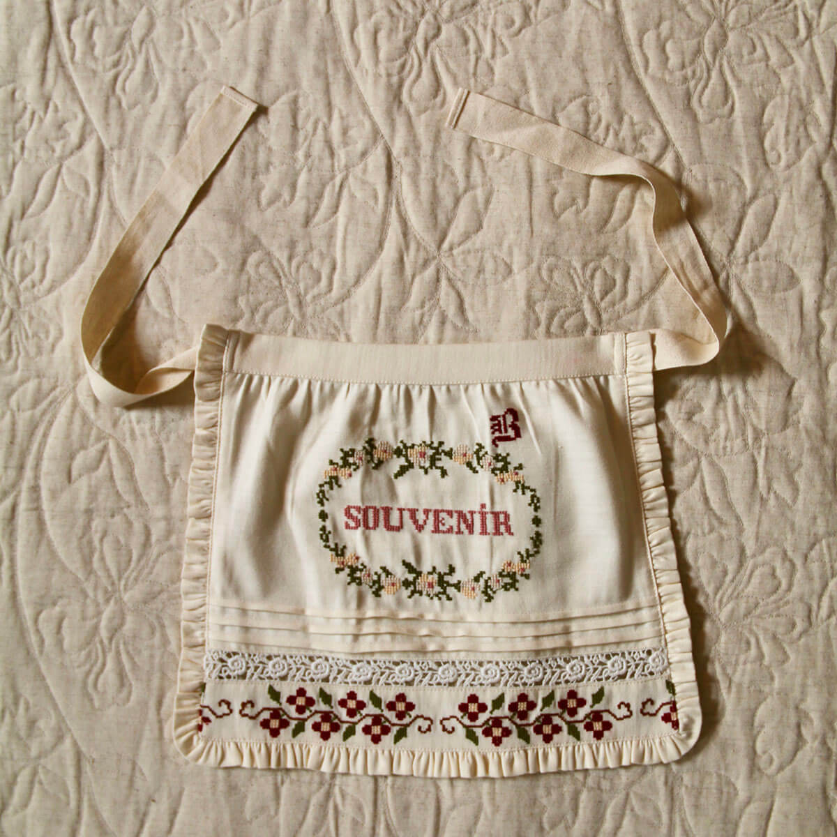 Embroidered Apron in Ivory by Bonjour