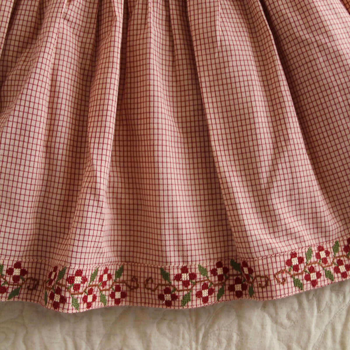 Embroidered Dress in Nude Check by Bonjour