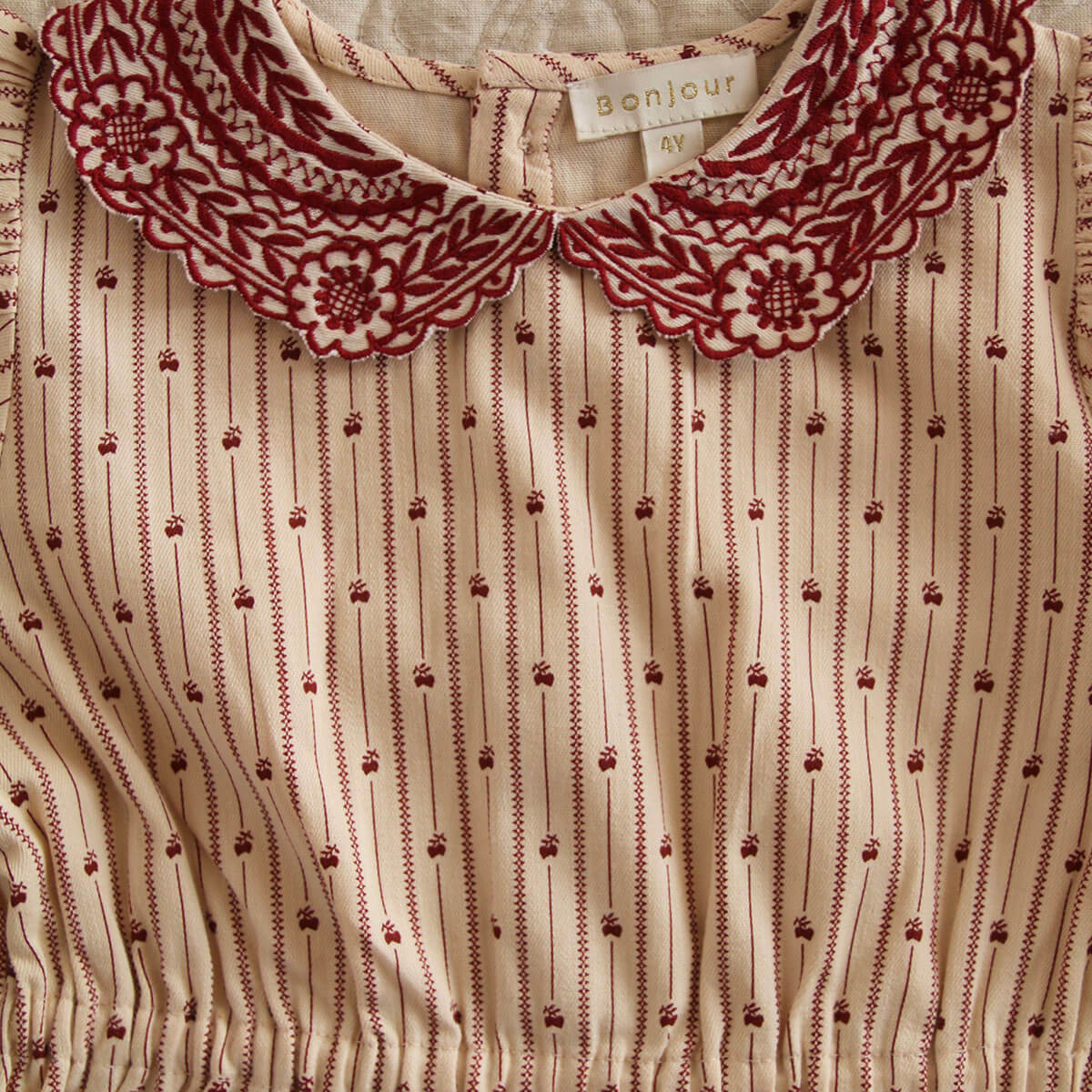 Embroidered Dress in Provençal Stripe by Bonjour