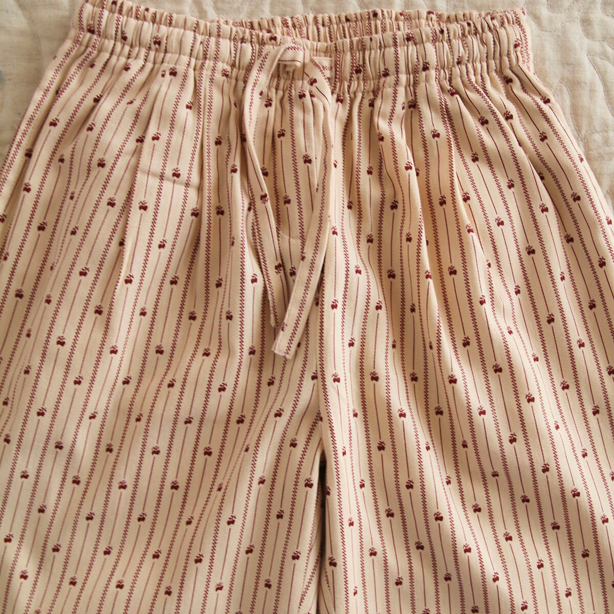 Embroidered Pants in Provençal Stripe by Bonjour