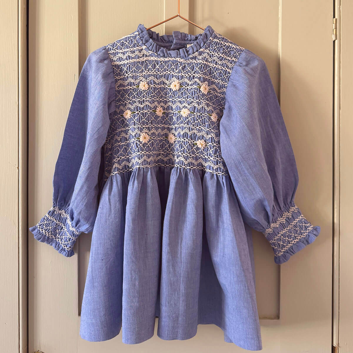 EXCLUSIVE Handsmock Blouse in Blue Chambray by Bonjour
