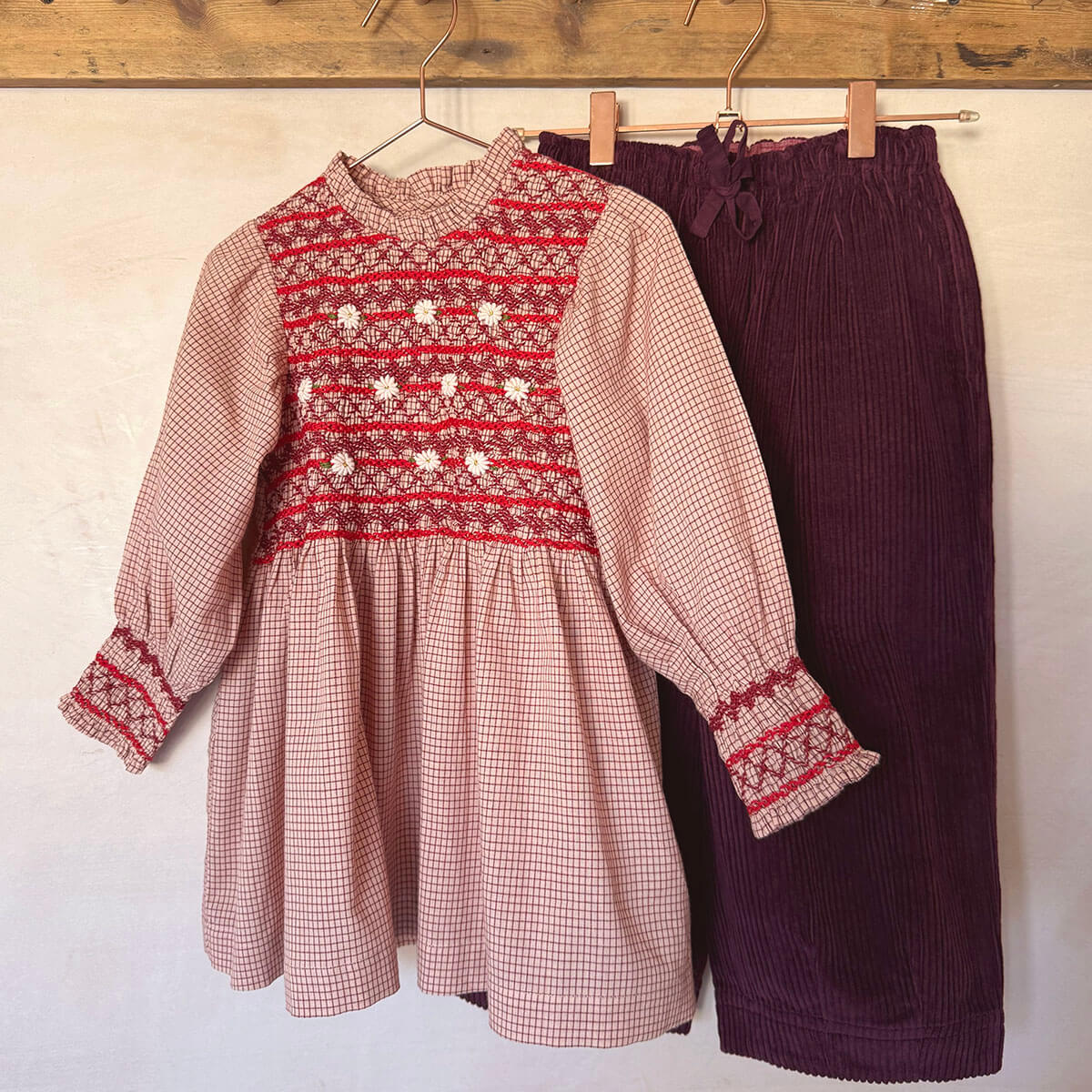 EXCLUSIVE Handsmock Blouse in Nude Check by Bonjour