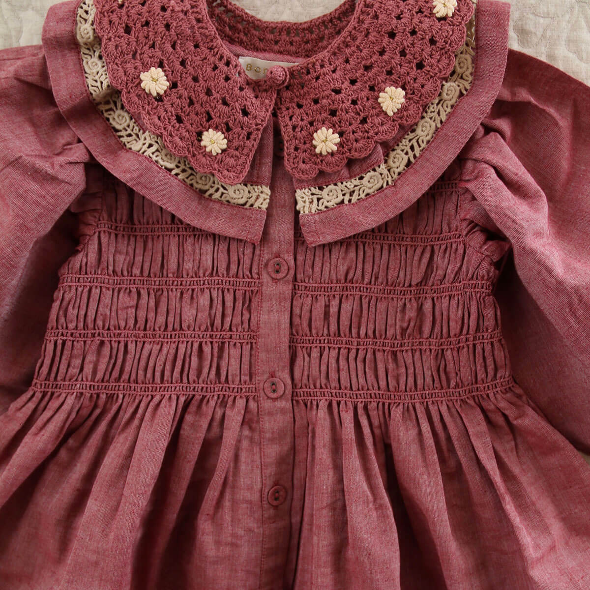Princess Dress in Red Chambray by Bonjour