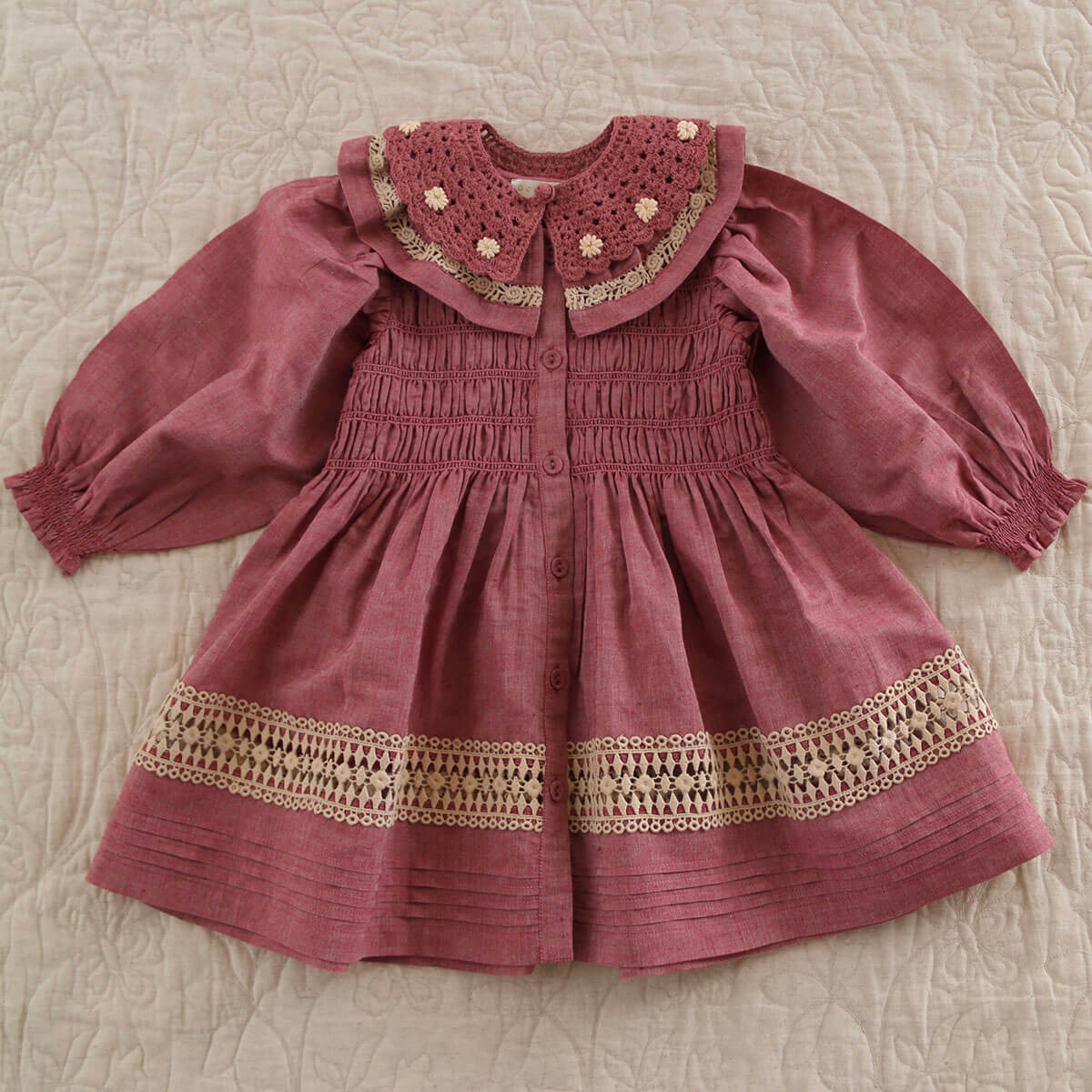 Princess Dress in Red Chambray by Bonjour