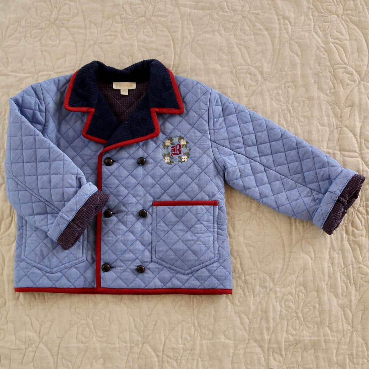 Quilted Jacket in Blue Chambray by Bonjour