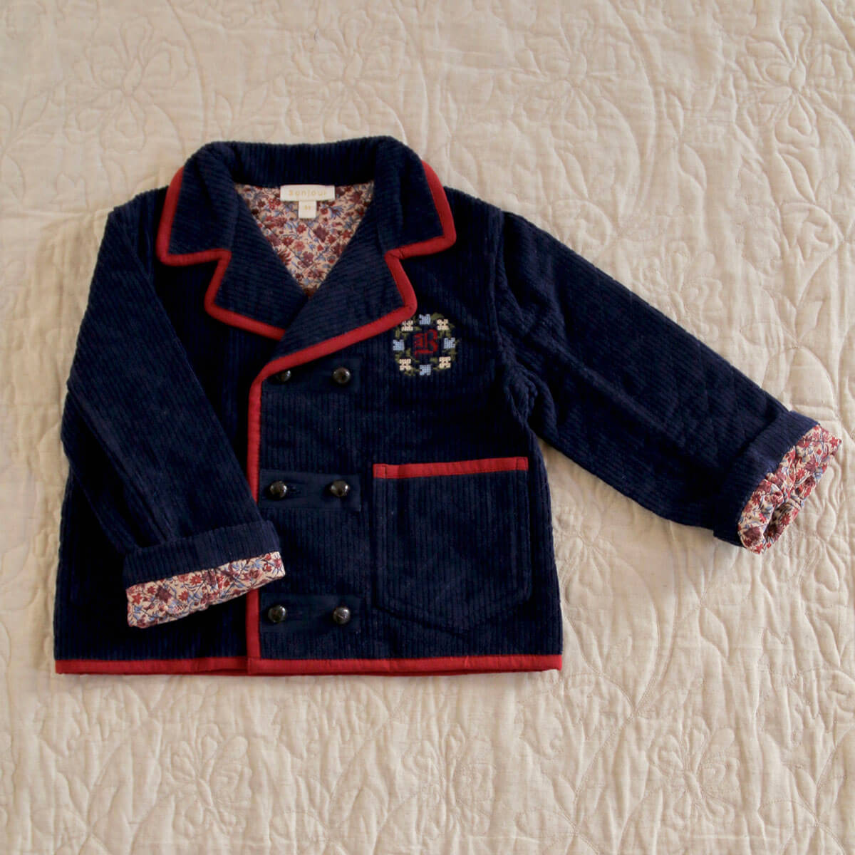 Quilted Jacket in Navy Corduroy by Bonjour