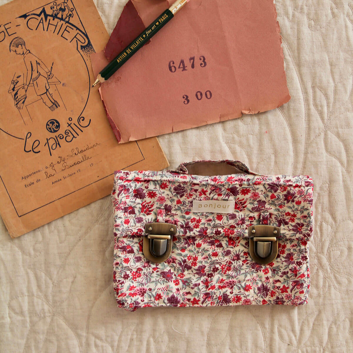 Quilted School Pencil Case in Flower Fields by Bonjour