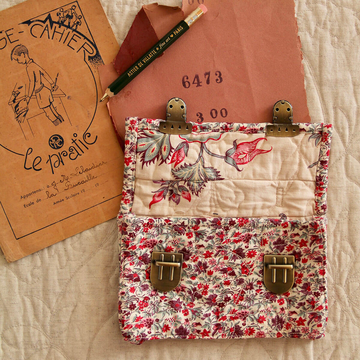 Quilted School Pencil Case in Flower Fields by Bonjour