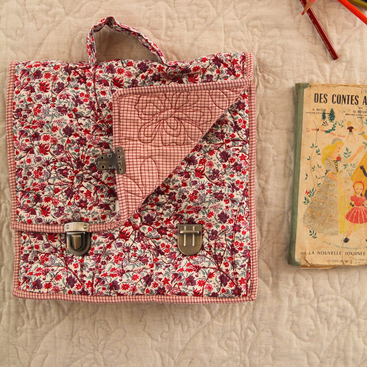 Quilted School Bag in Flower Fields by Bonjour