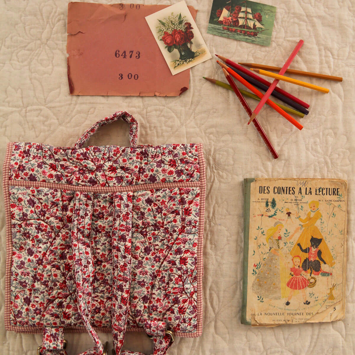 Quilted School Bag in Flower Fields by Bonjour