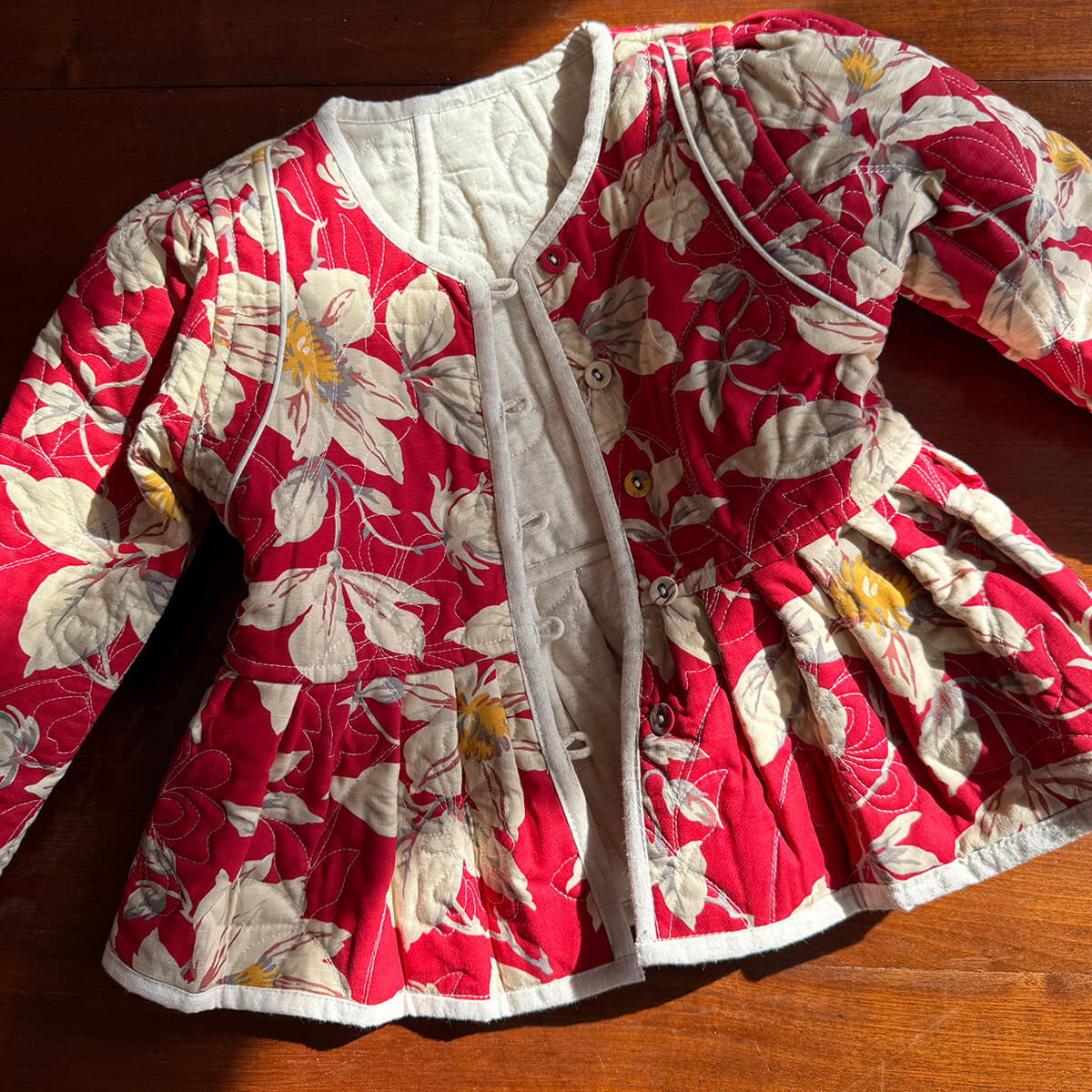 EXCLUSIVE Reversible Quilted Jacket in Gaughin Flowers Print by Bonjour