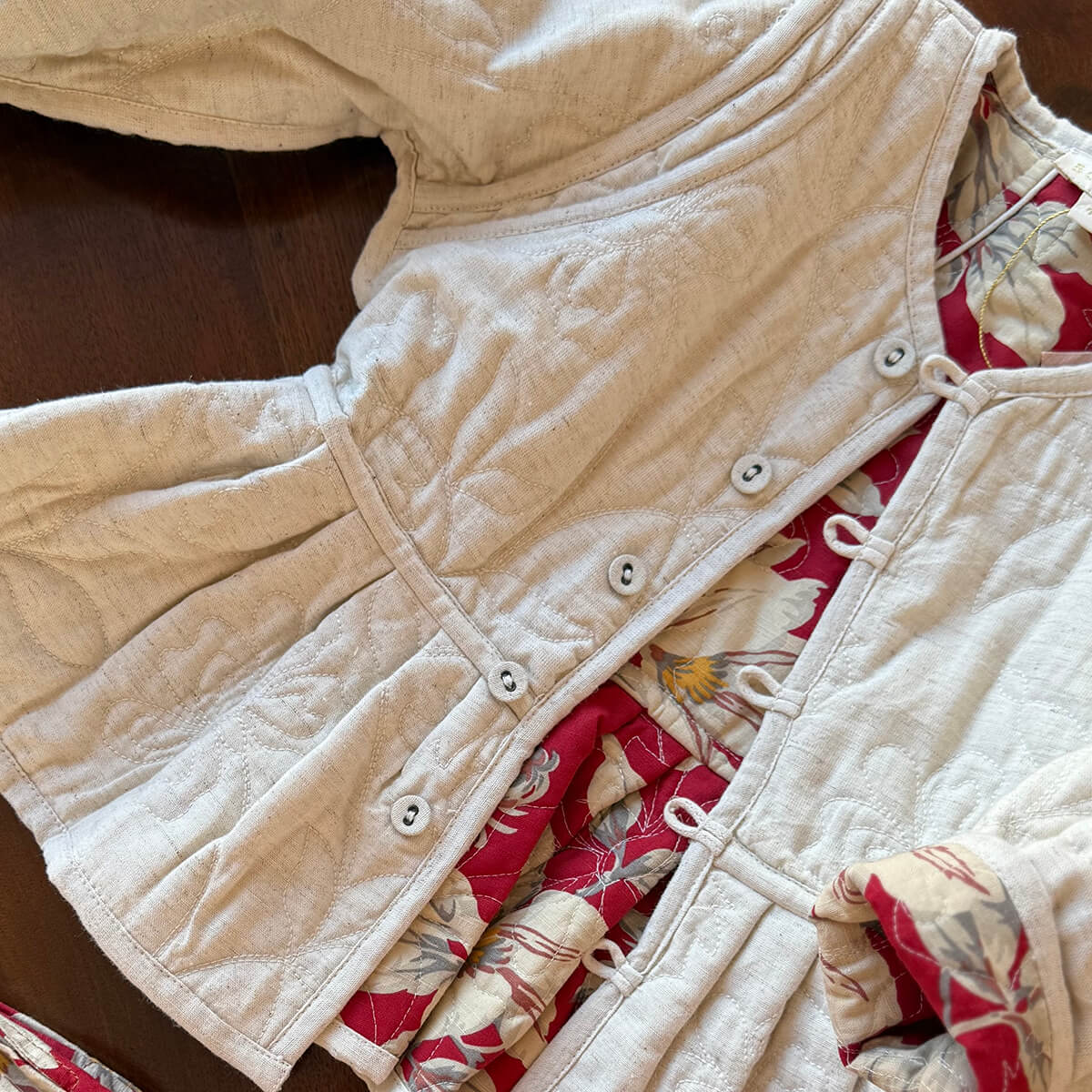 EXCLUSIVE Reversible Quilted Jacket in Gaughin Flowers Print by Bonjour