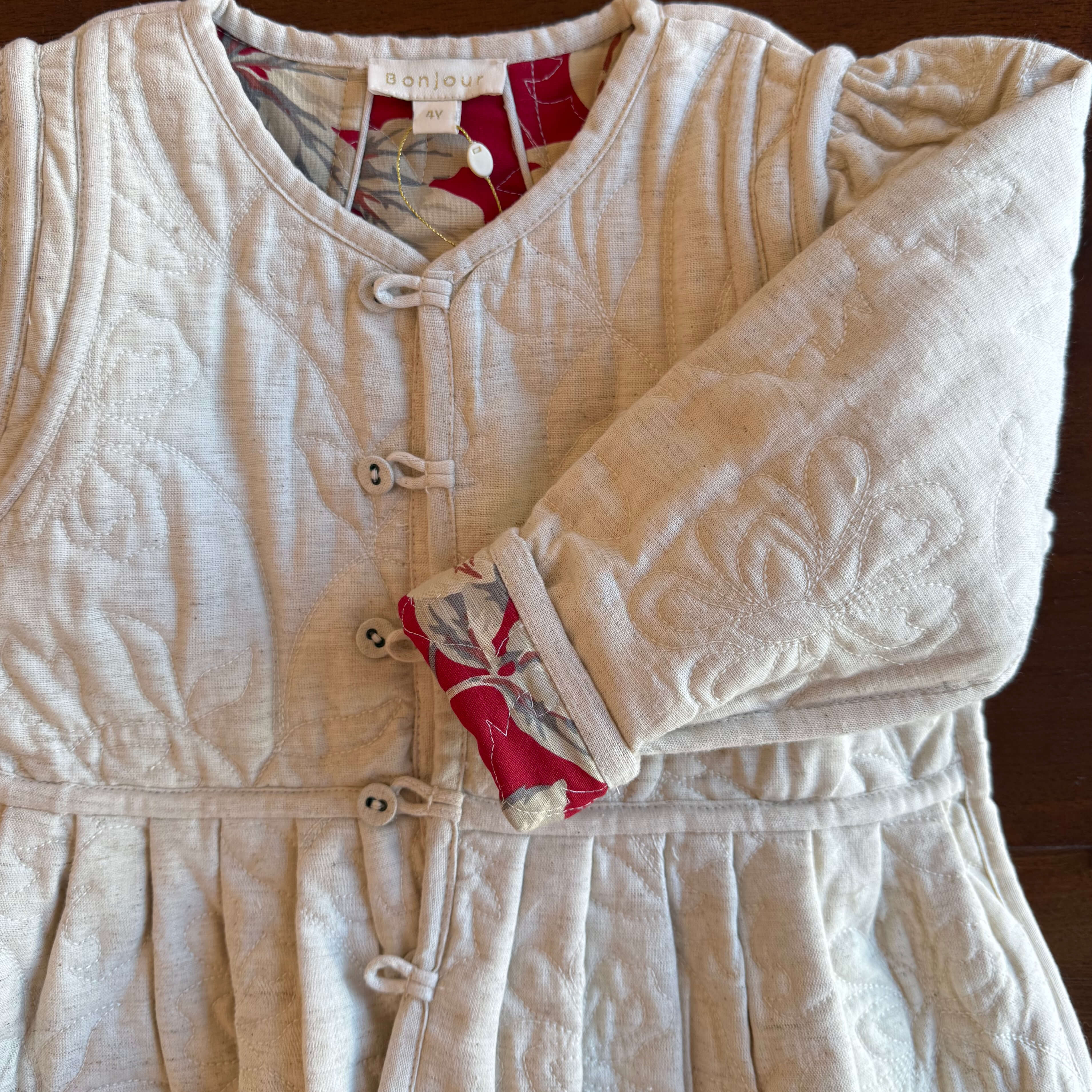 EXCLUSIVE Reversible Quilted Jacket in Gaughin Flowers Print by Bonjour