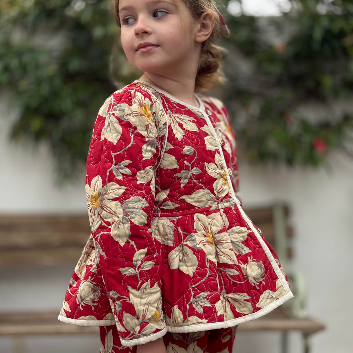 EXCLUSIVE Reversible Quilted Jacket in Gaughin Flowers Print by Bonjour