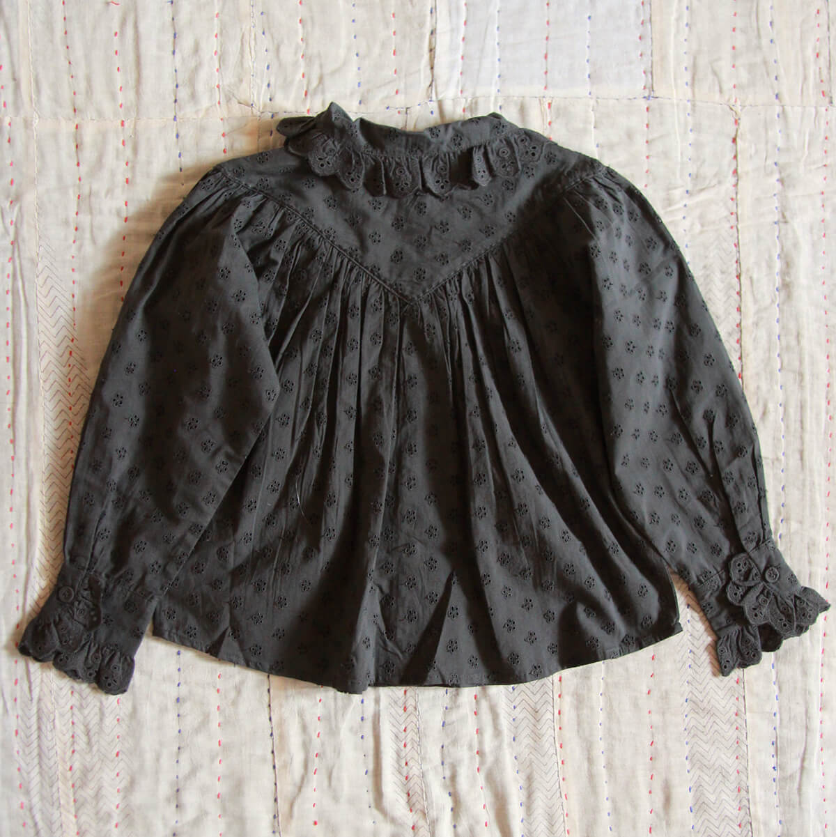 Iris Blouse in Charcoal Broderie Anglaise by Bonjour