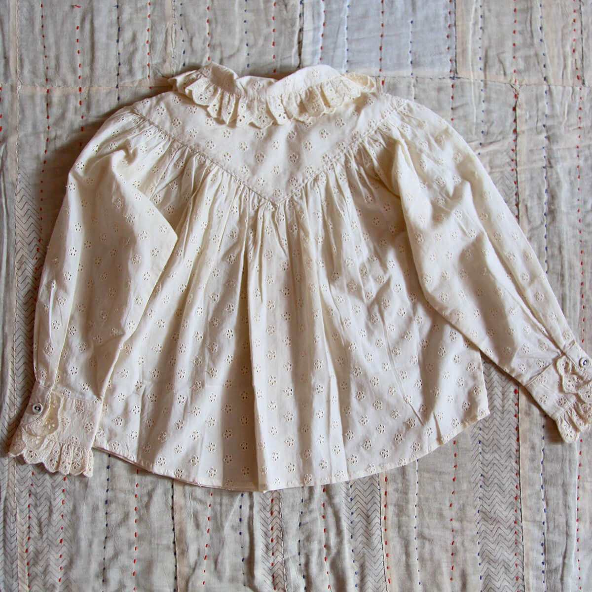 Iris Blouse in Natural Broderie Anglaise by Bonjour