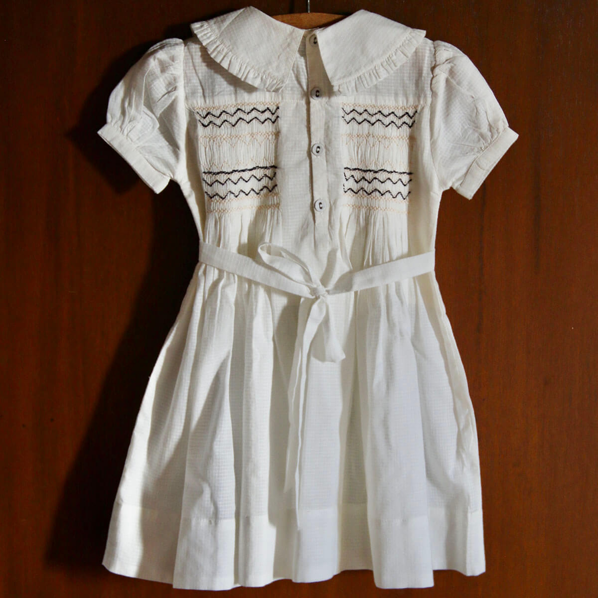 Handsmock Apron Dress in Natural Check by Bonjour