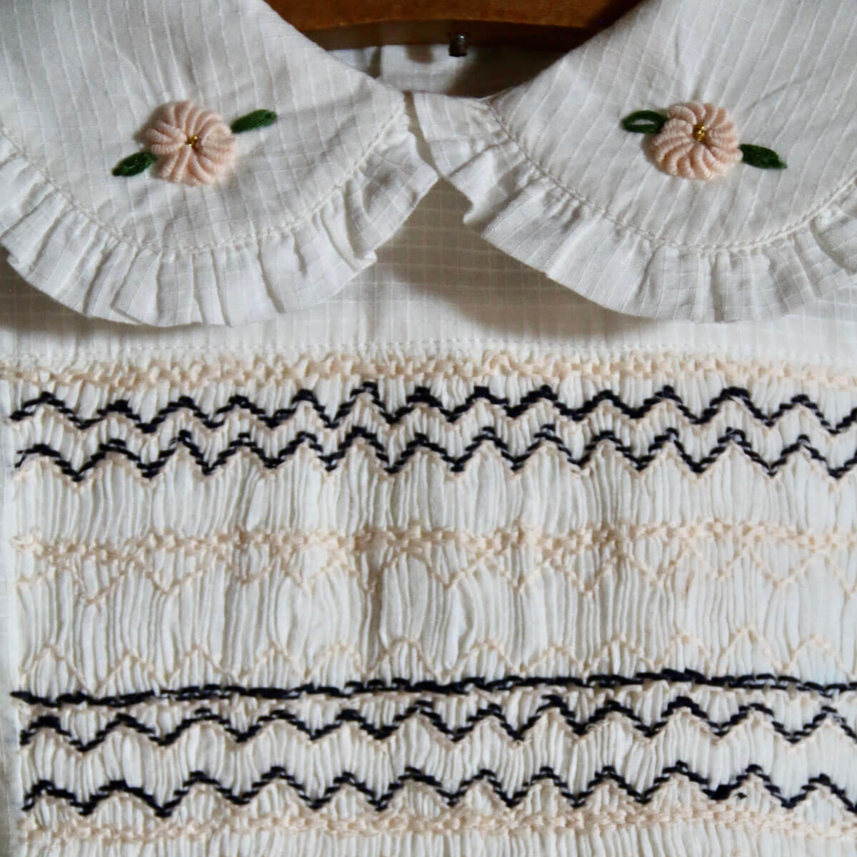 Handsmock Apron Dress in Natural Check by Bonjour