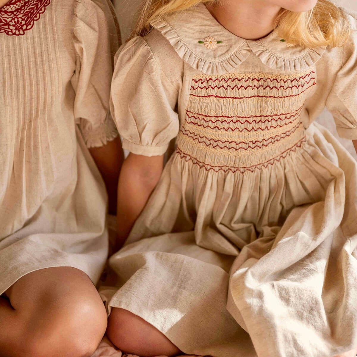 Handsmock Apron Dress in Natural by Bonjour