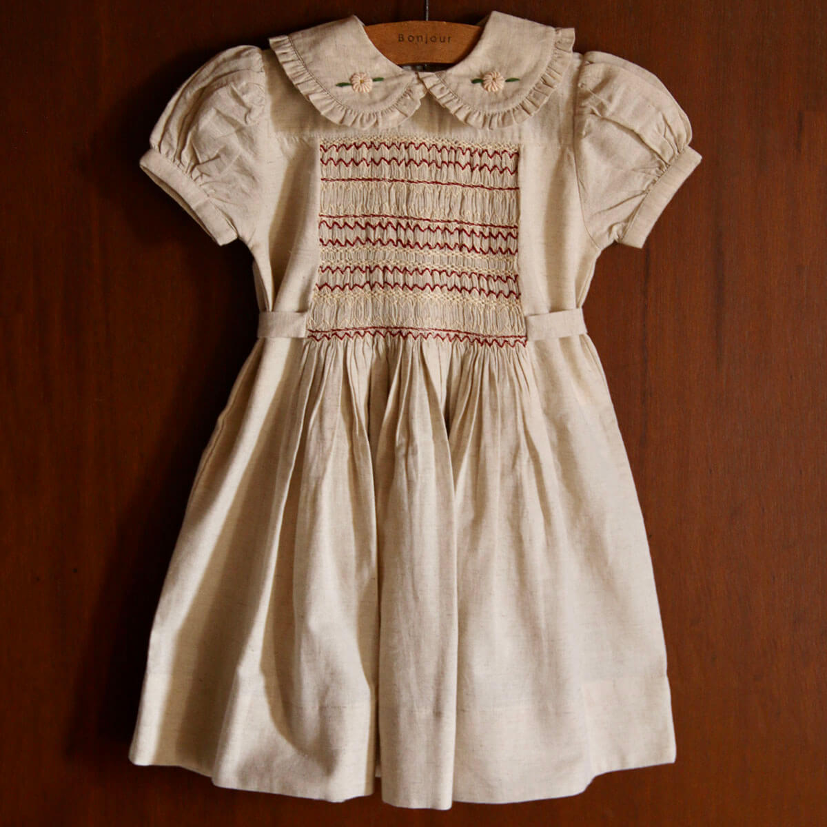Handsmock Apron Dress in Natural by Bonjour