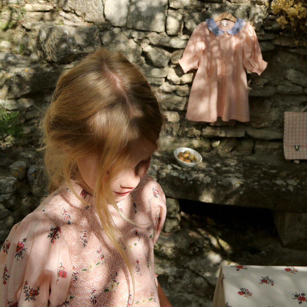 Handsmock Blouse in Pink Garden Flowers Print by Bonjour