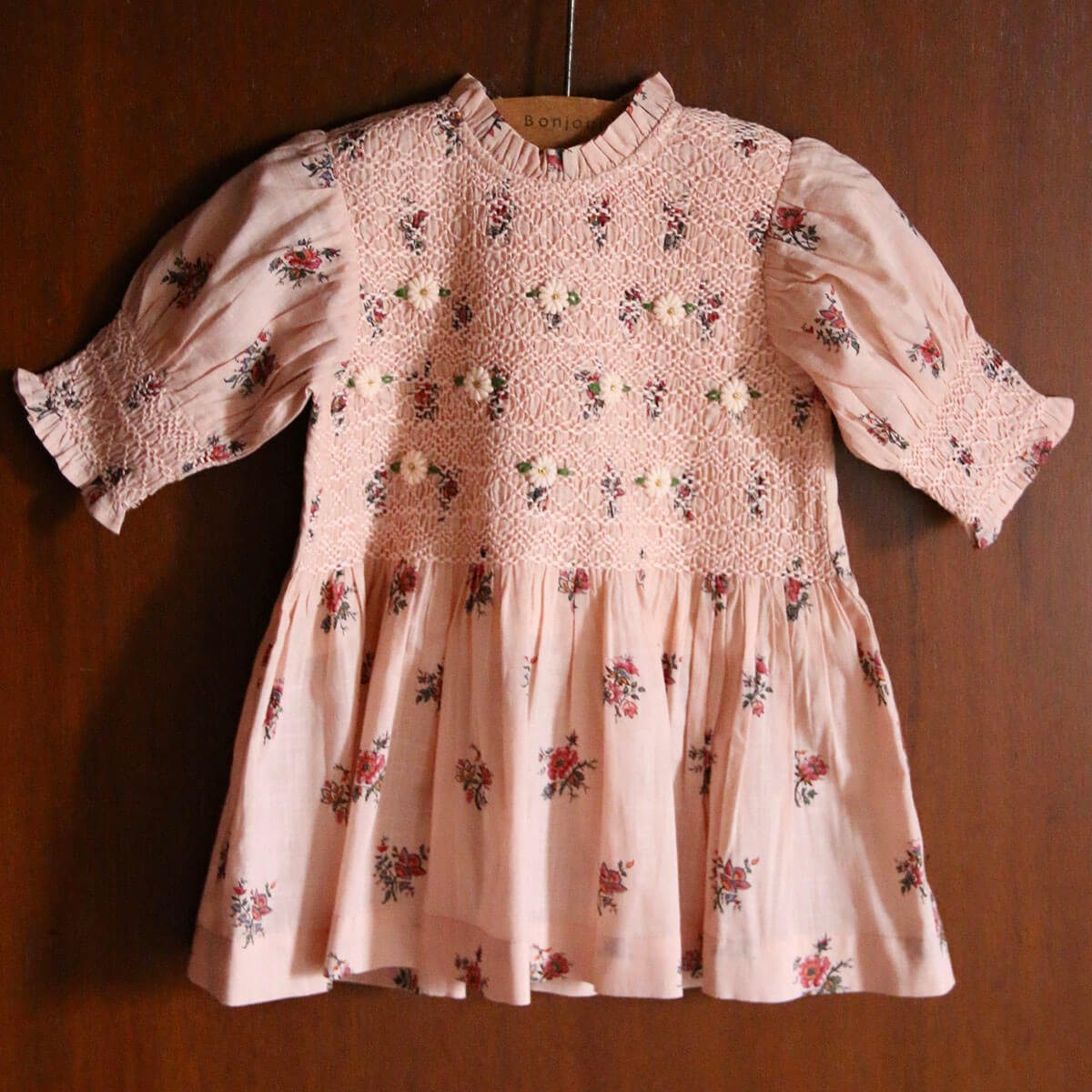 Handsmock Blouse in Pink Garden Flowers Print by Bonjour