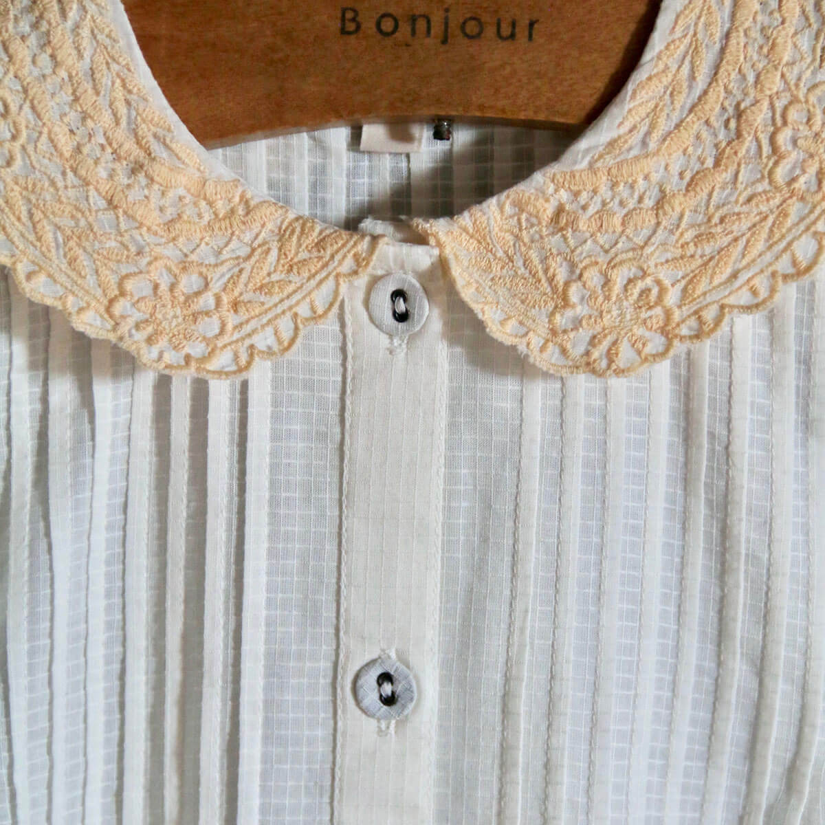 Long Blouse in Natural Check by Bonjour