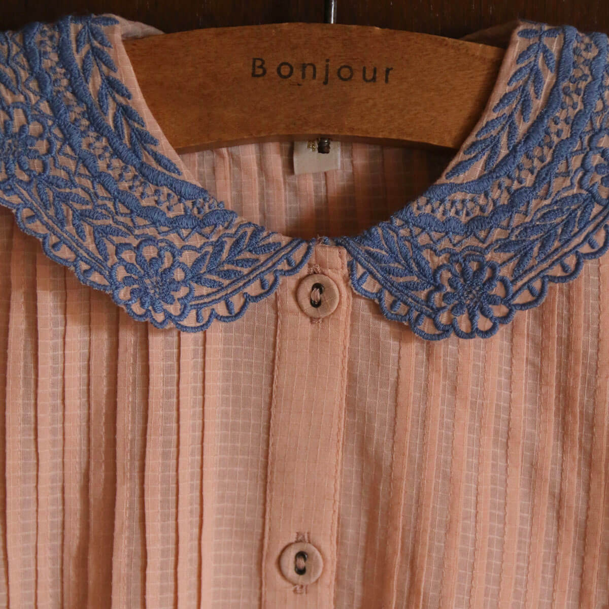 Long Blouse in Pink Check by Bonjour