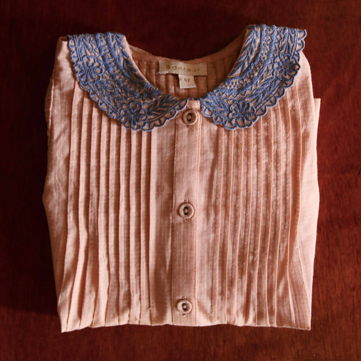 Long Blouse in Pink Check by Bonjour