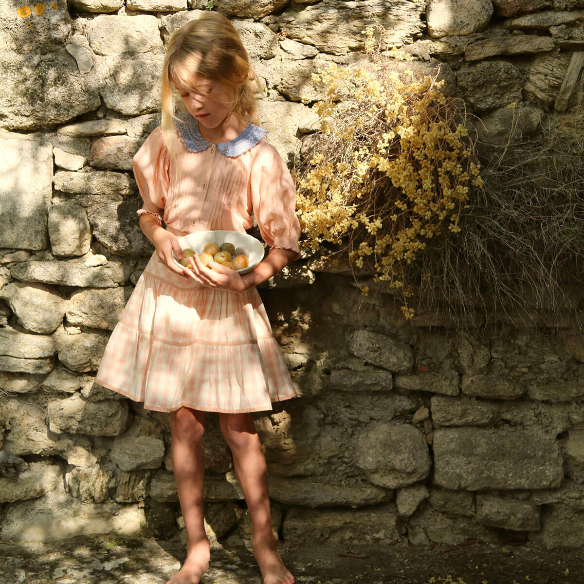 Long Blouse in Pink Check by Bonjour