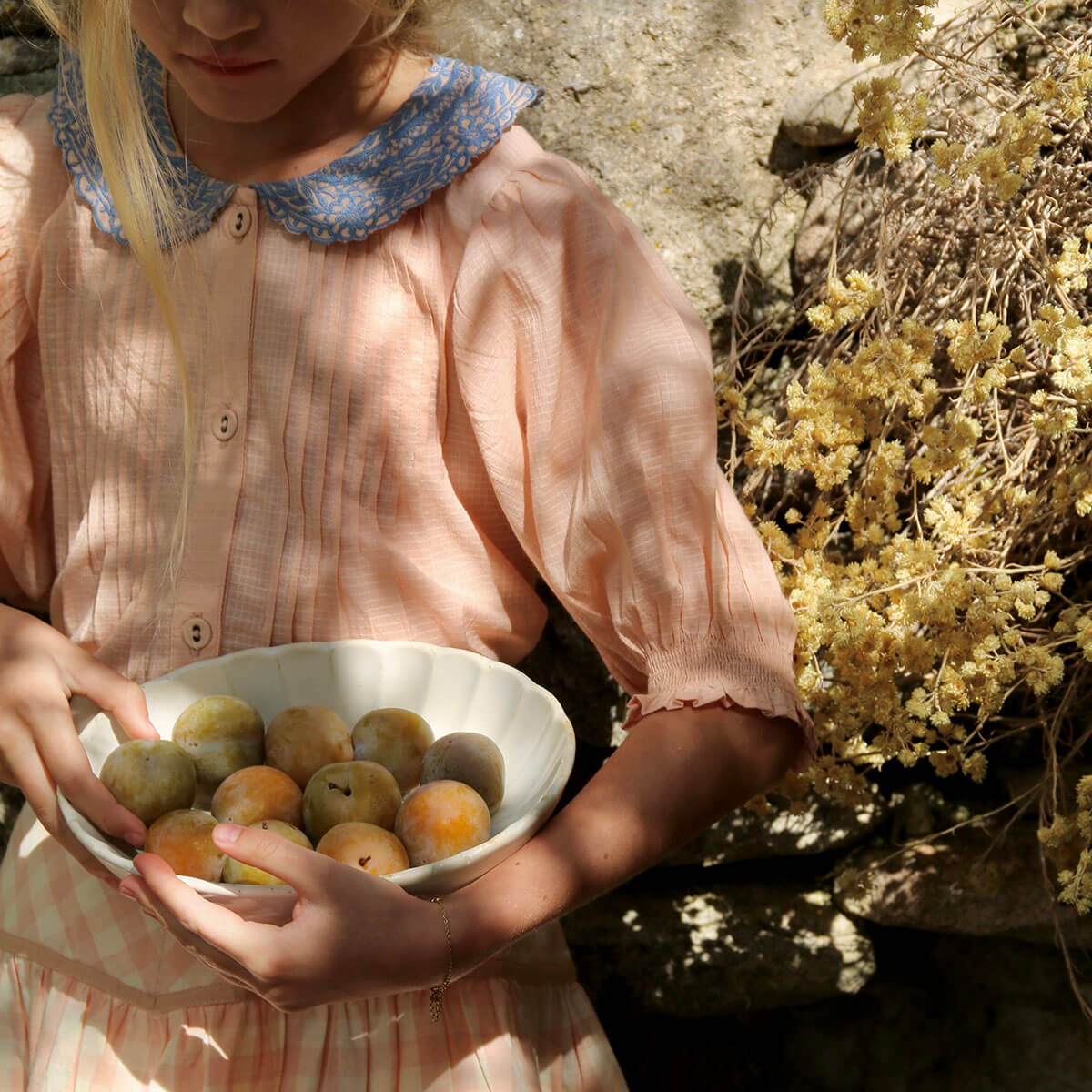 Long Blouse in Pink Check by Bonjour
