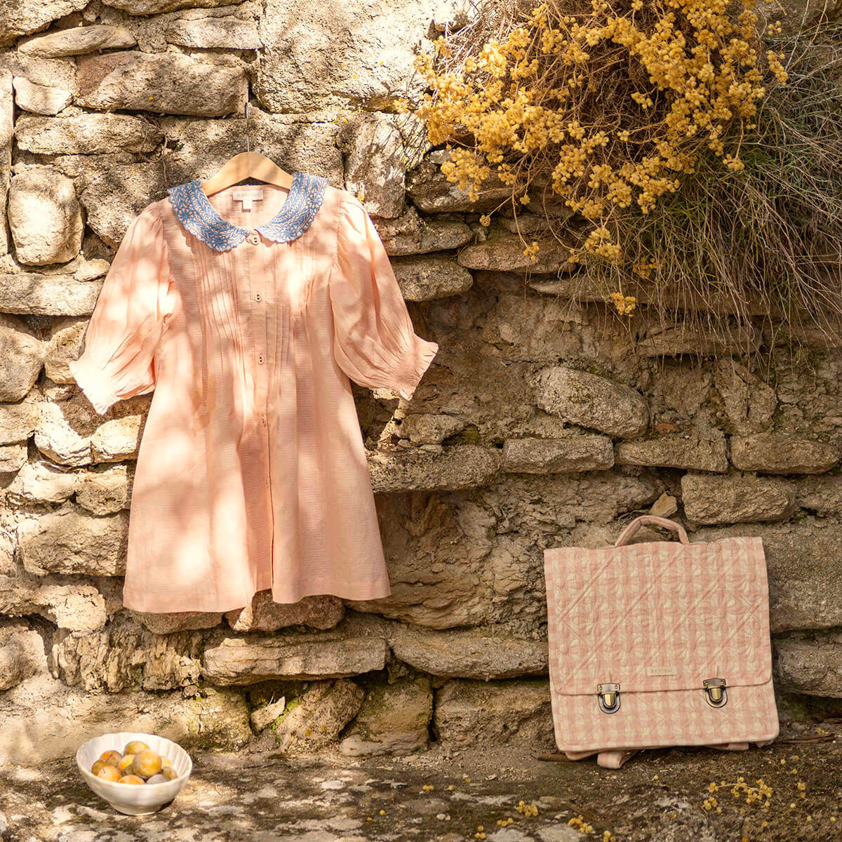 Long Blouse in Pink Check by Bonjour