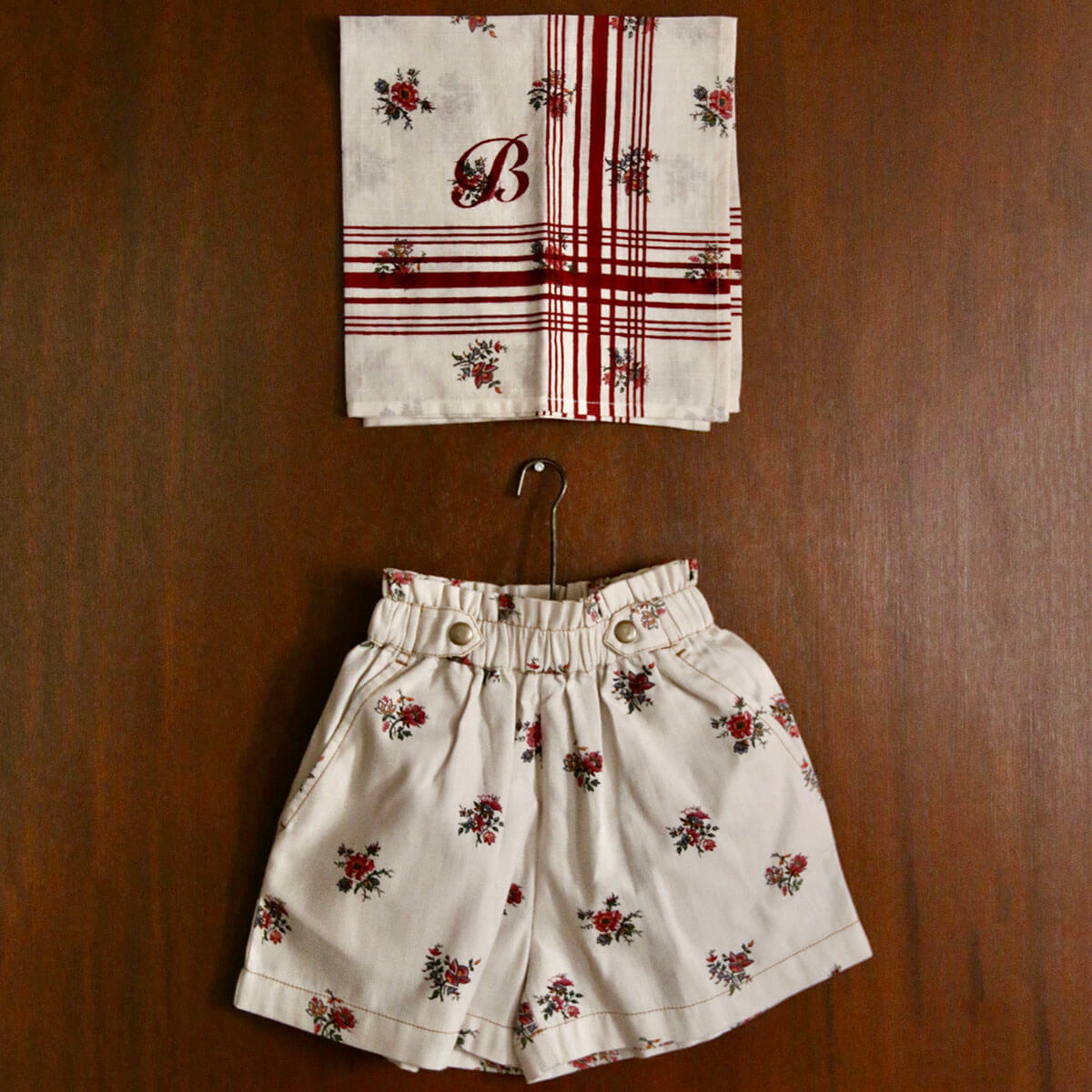Shorts With Scarf in Garden Flowers Print Denim by Bonjour