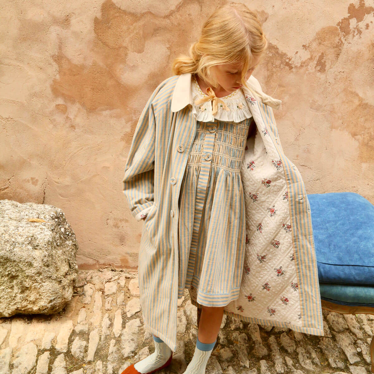 Summer Coat in Blue Transat Stripe by Bonjour