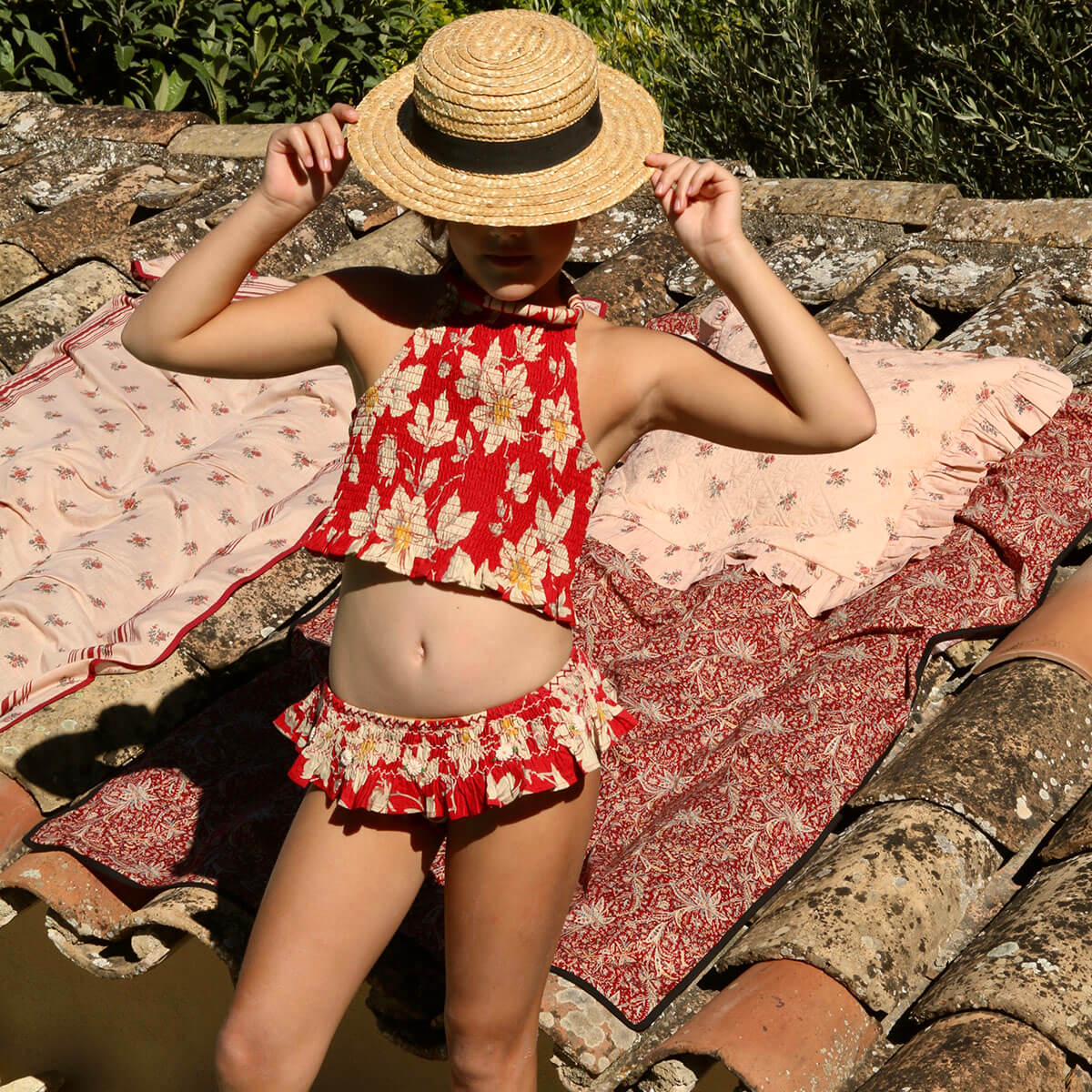 Swimsuit in Gaughin Print by Bonjour