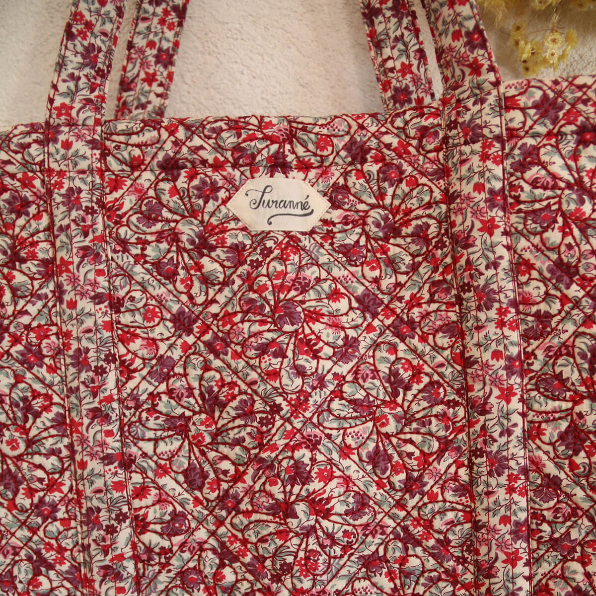 Small Quilted Market Bag in Flower Fields by Bonjour