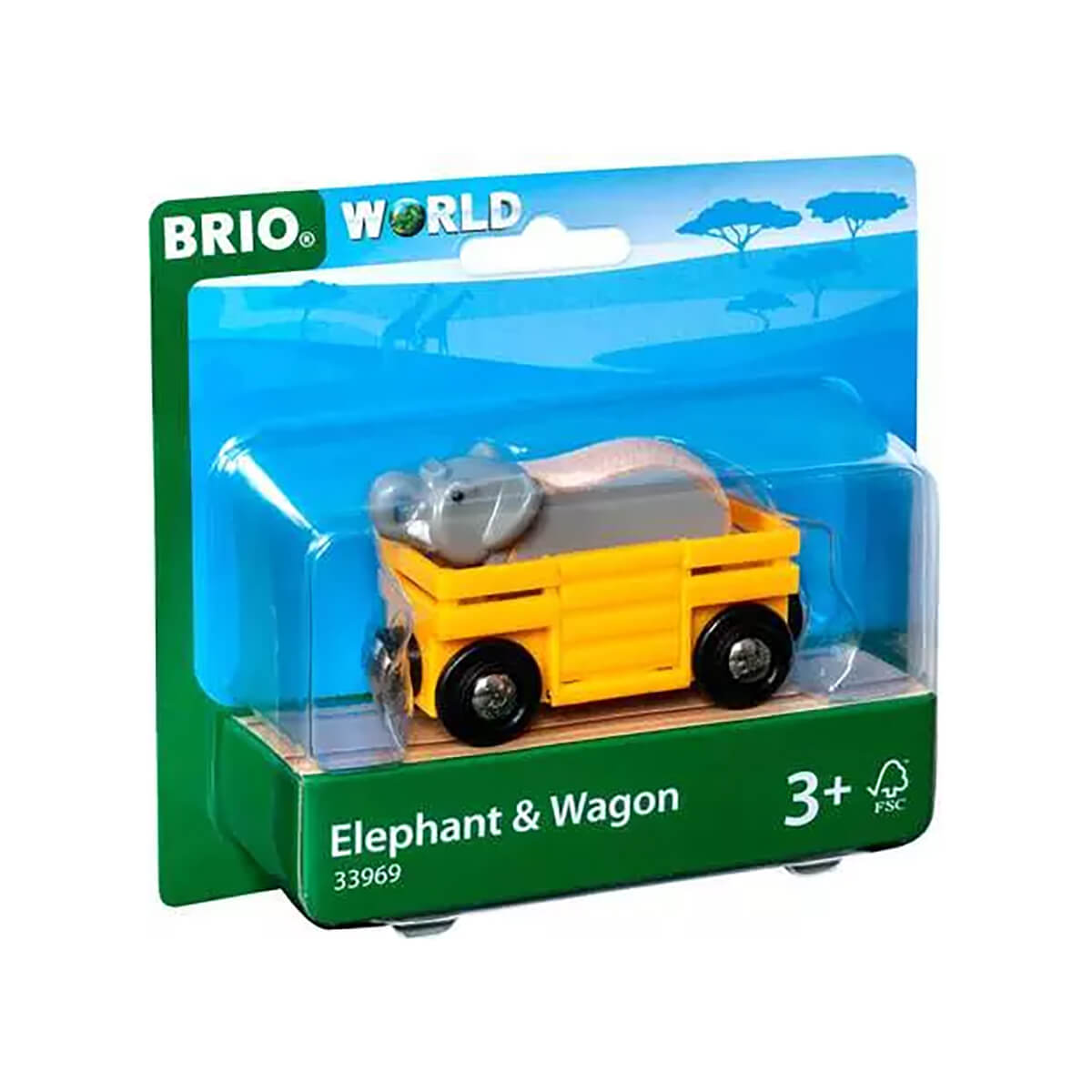 Brio World - Wagon Et Éléphant 33969 Jaune, Train En Bois Pour Enfants