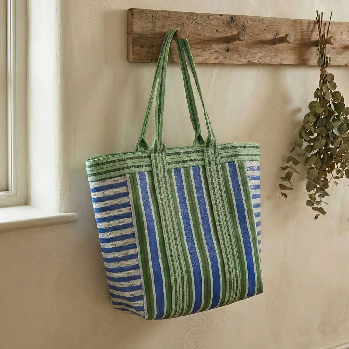 Eco Woven Shopper in Medici Blue / Grass Green by British Colour Standard