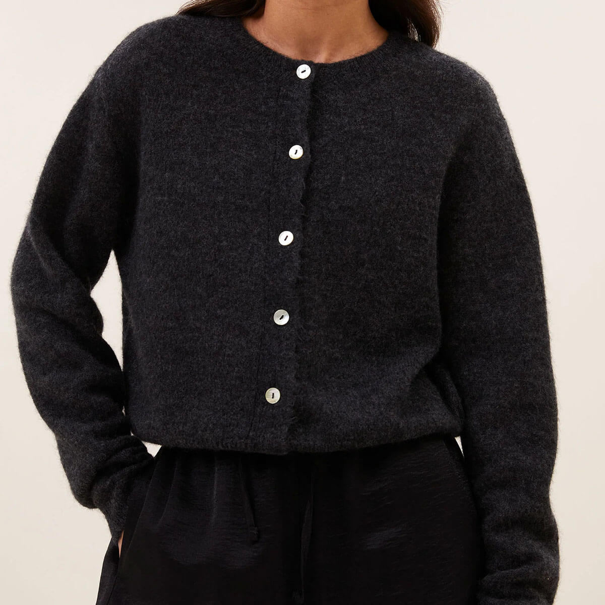 Cleo Cardigan in Dark Grey Melee by By-Bar