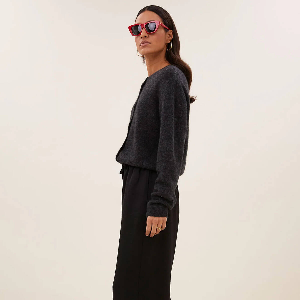 Cleo Cardigan in Dark Grey Melee by By-Bar