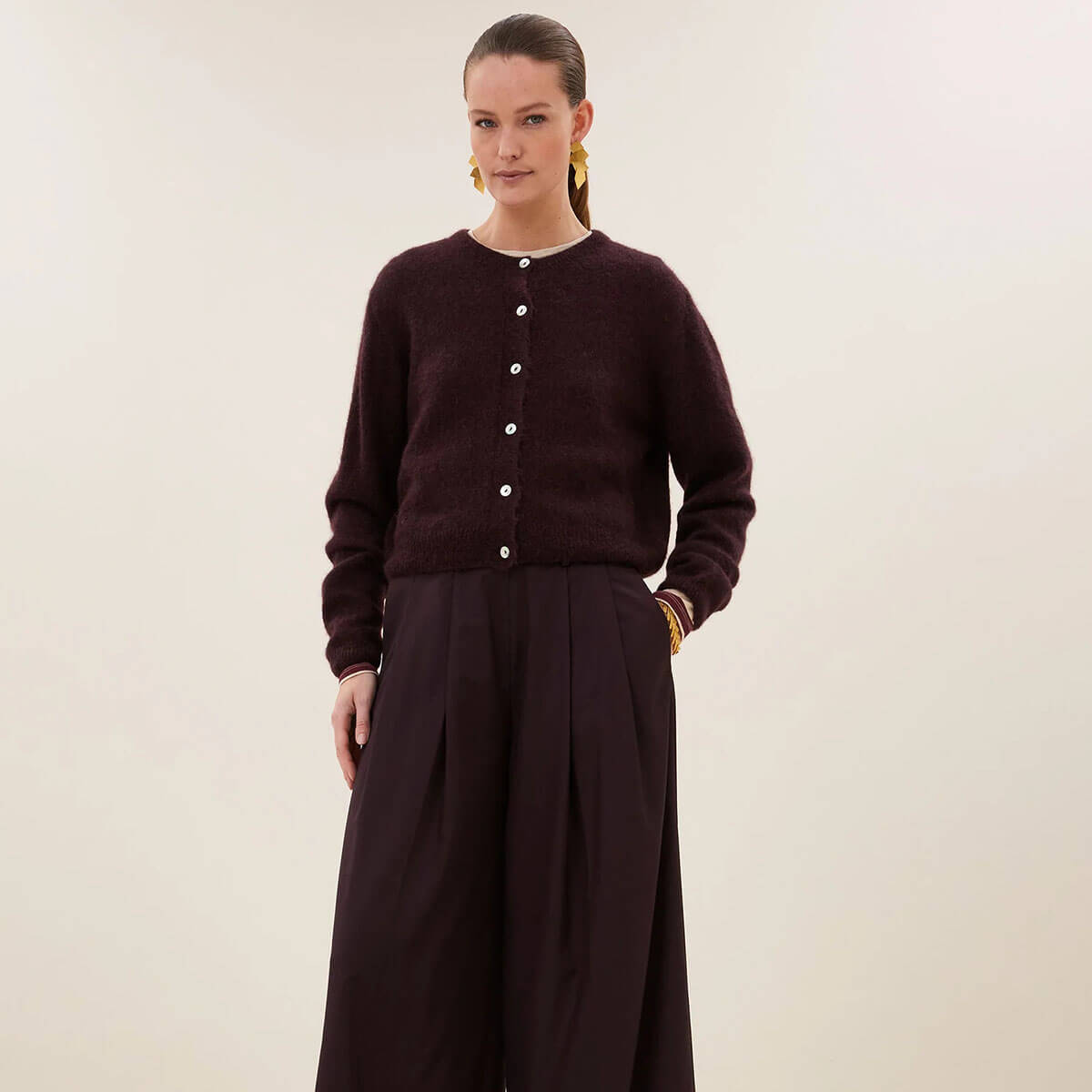 Cleo Cardigan in Deep Wine by By-Bar