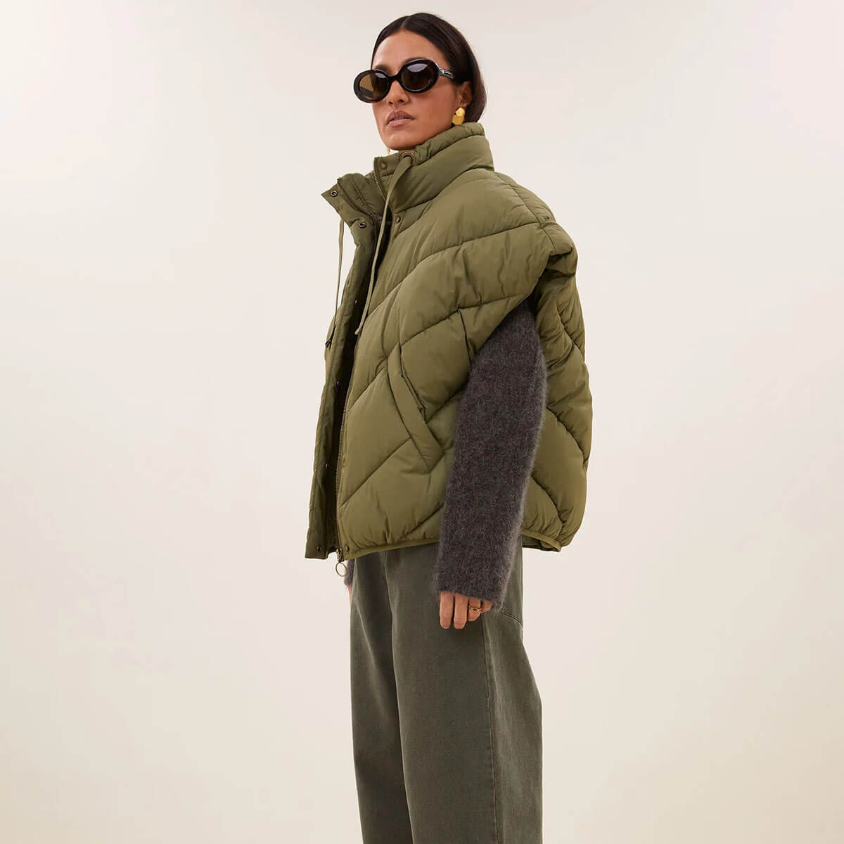Franky Sleeveless Jacket in Olive by By-Bar