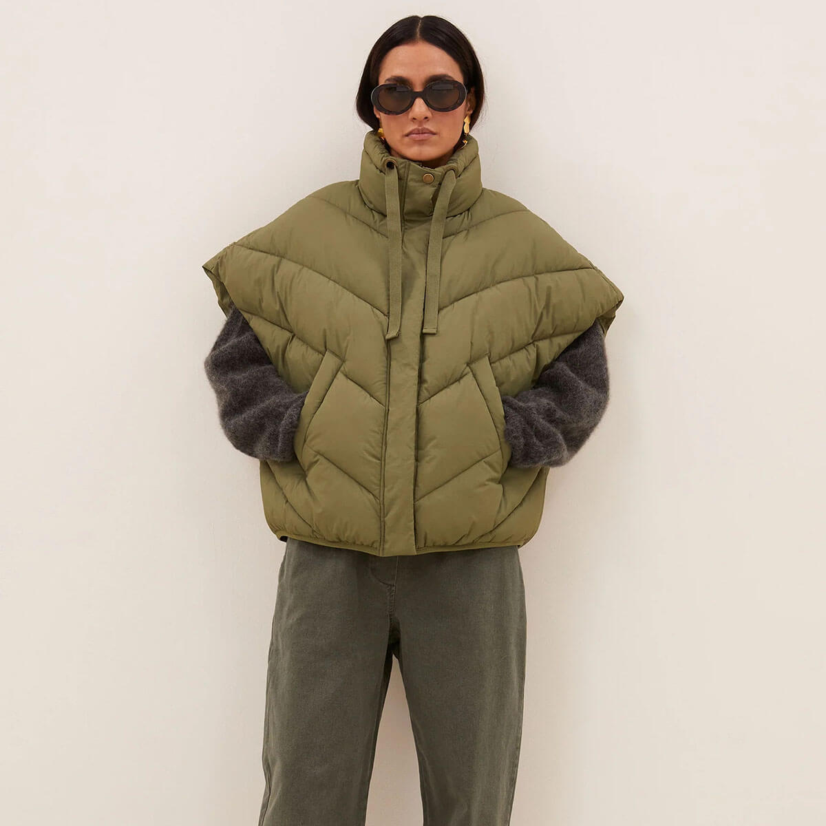 Franky Sleeveless Jacket in Olive by By-Bar